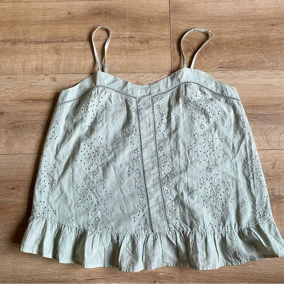 Free People Tops - Edition tank top eyelet lace floral detailing ruffle hem 100 % cotton boho